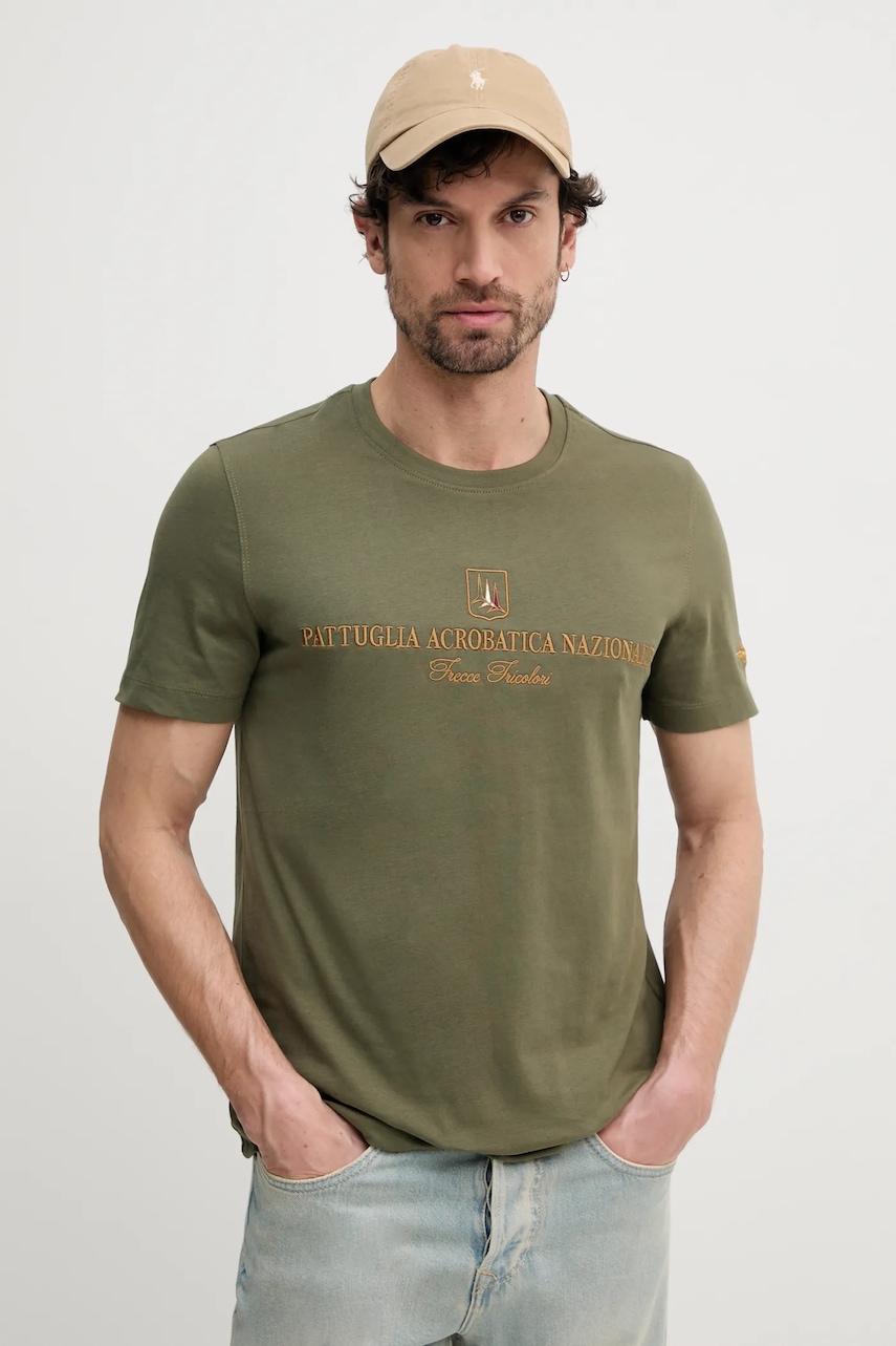 Βαμβακερό μπλουζάκι Aeronautica Militare ανδρικό, χρώμα: πράσινο, TS2410J592