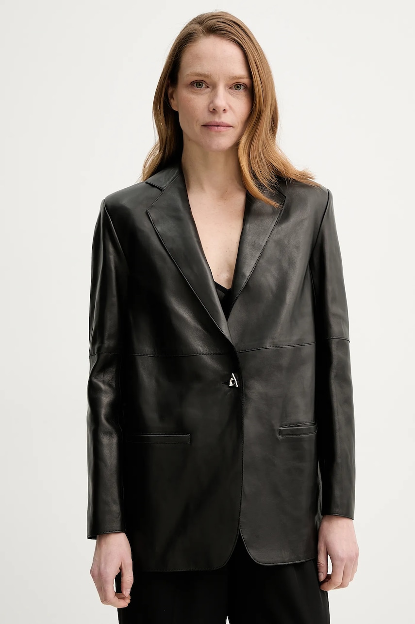 Δερμάτινο σακάκι AERON MERCEDES χρώμα: μαύρο, BL047019