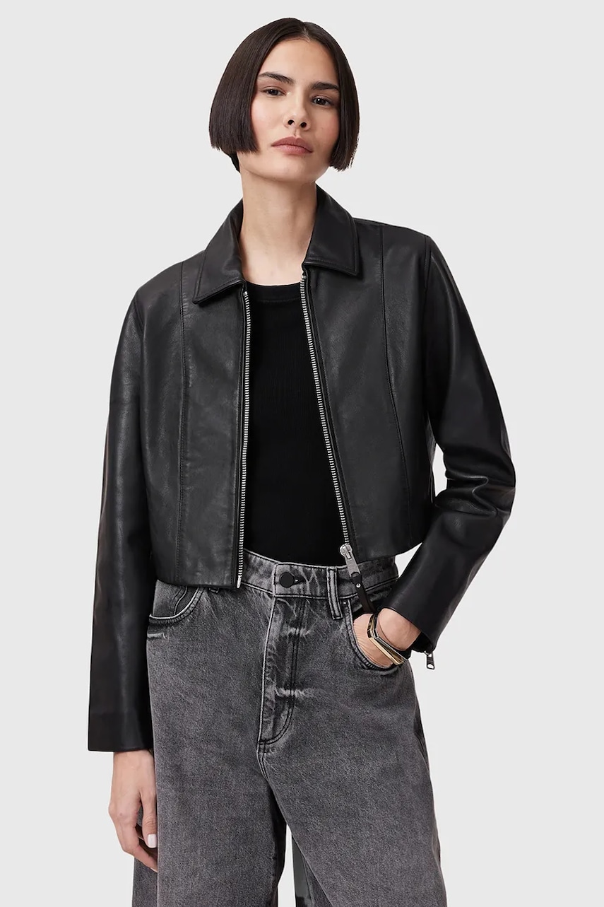 Δερμάτινο μπουφάν AllSaints ALMA χρώμα: μαύρο, W007LC