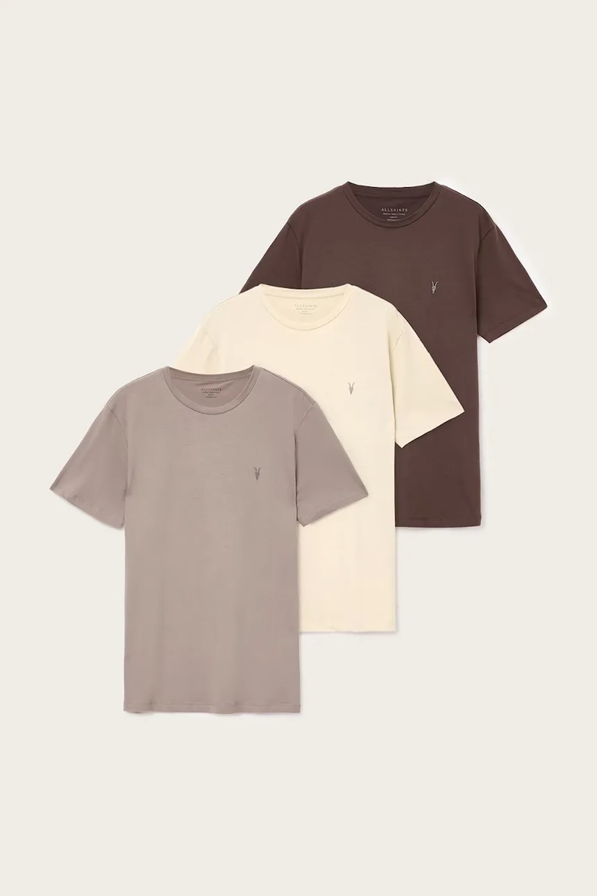 Βαμβακερό μπλουζάκι AllSaints BRACE 3-pack ανδρικό, χρώμα: μπλε, M031JB