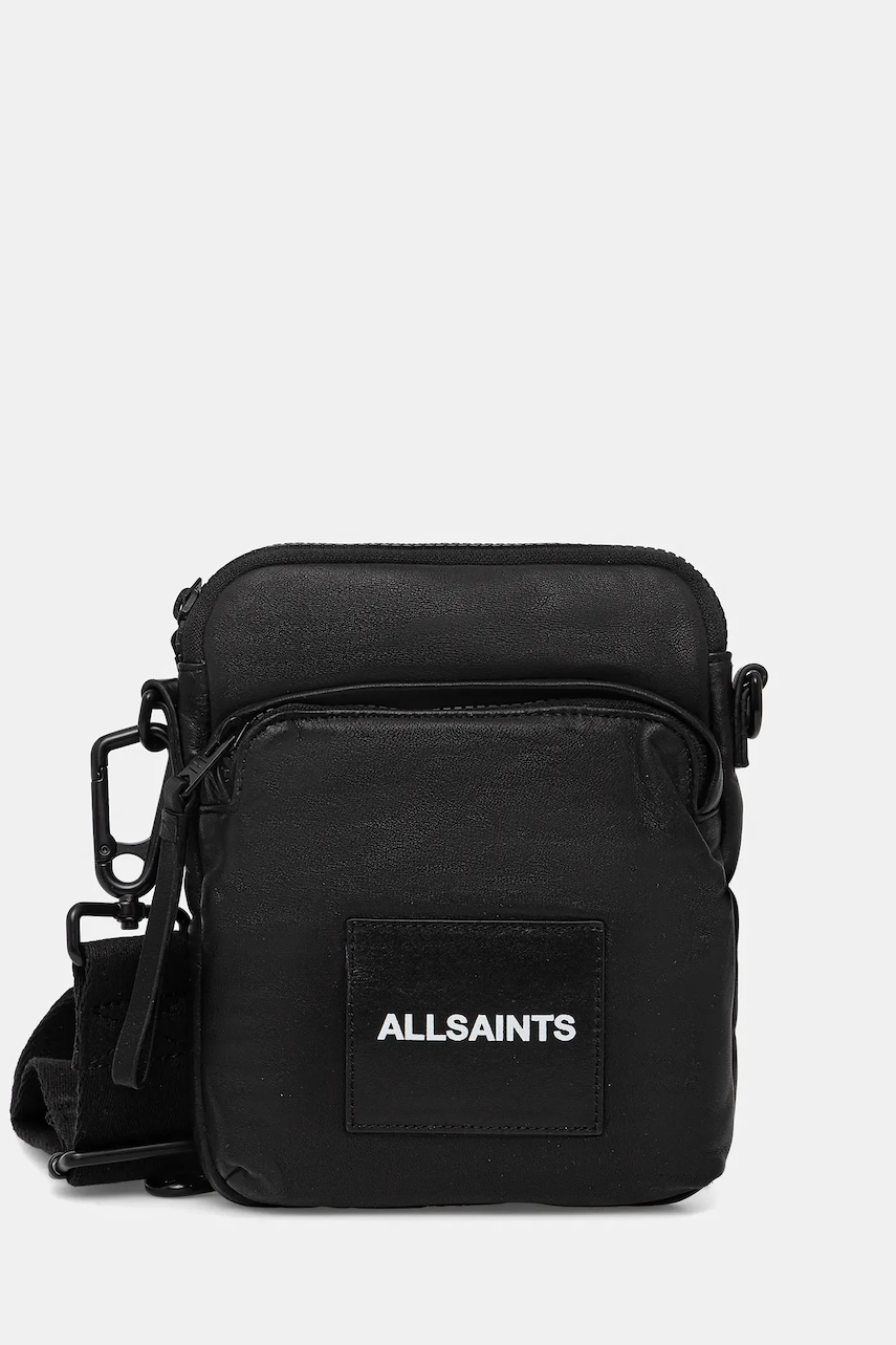 Δερμάτινο φακελάκι AllSaints FALCON χρώμα: μαύρο, M165XB