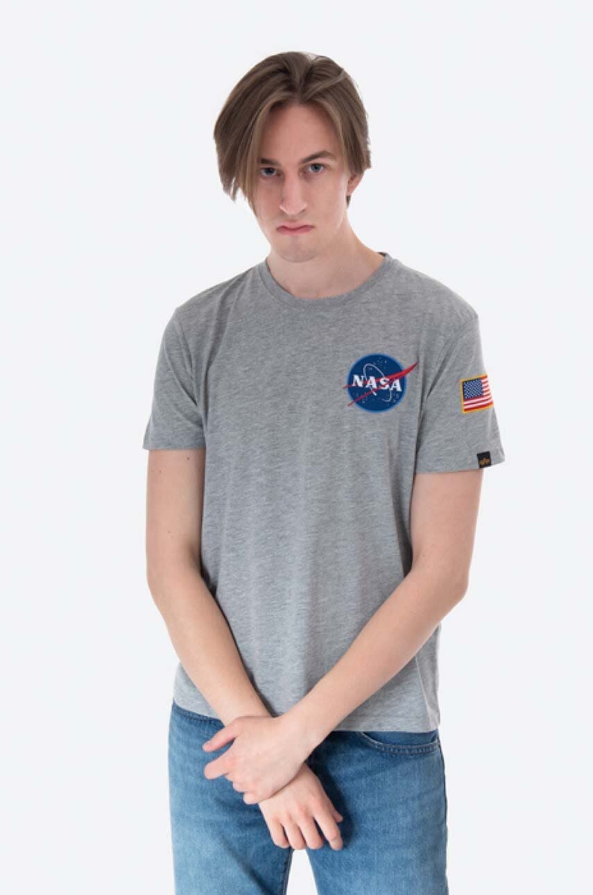 Βαμβακερό μπλουζάκι Alpha Industries Koszulka Alpha Industries 176507 17 χρώμα: γκρι