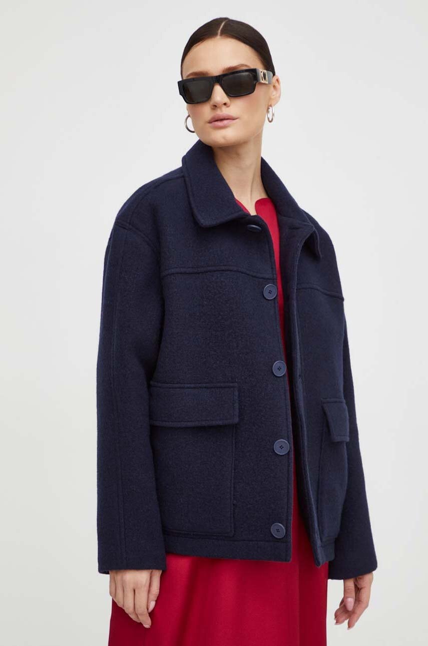 Μπουφάν από μίγμα μαλλιού American Vintage χρώμα: ναυτικό μπλε