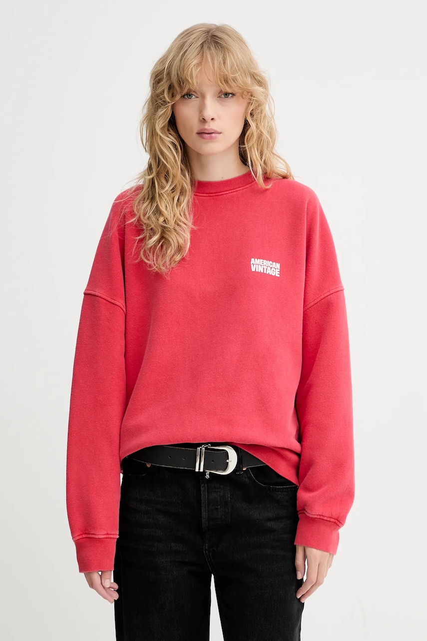 Βαμβακερή μπλούζα American Vintage γυναικεία, χρώμα: κόκκινο, PLI03C