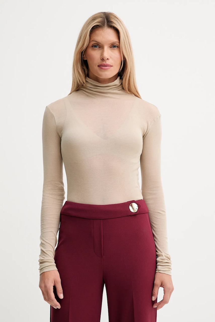 Βαμβακερή μπλούζα με μακριά μανίκια American Vintage T-SHIRT ML COL ROULE χρώμα: πράσινο, MAS08