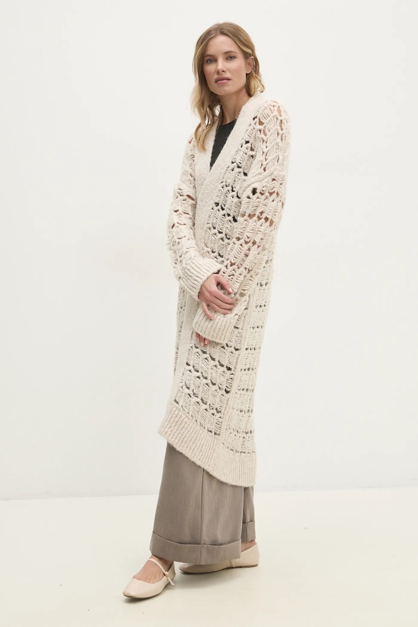 Πλεκτή ζακέτα Answear.LAB χρώμα: μπεζ