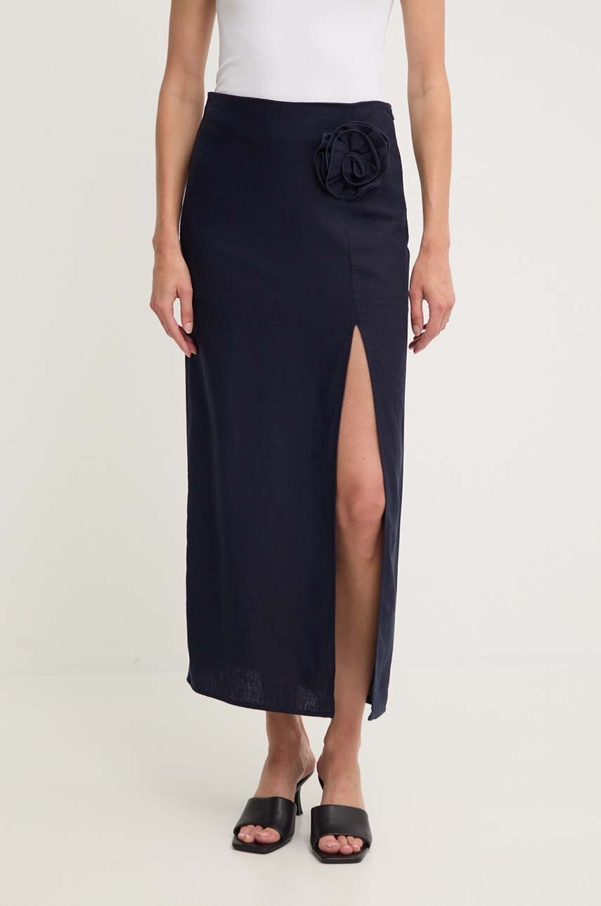 Λινή φούστα Answear.LAB χρώμα: ναυτικό μπλε