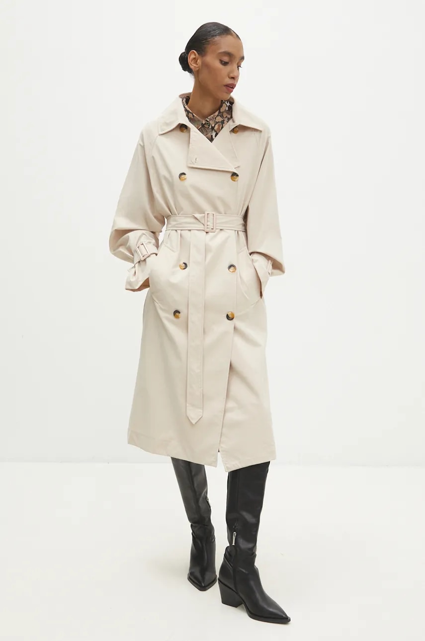 Βαμβακερή καμπαρντίνα Answear.LAB χρώμα: μπεζ