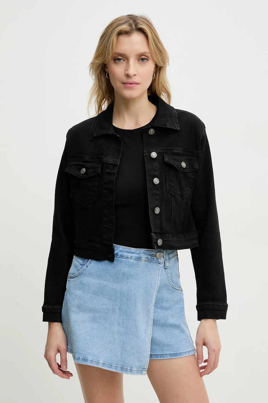 Τζιν μπουφάν Answear.LAB χρώμα: μαύρο