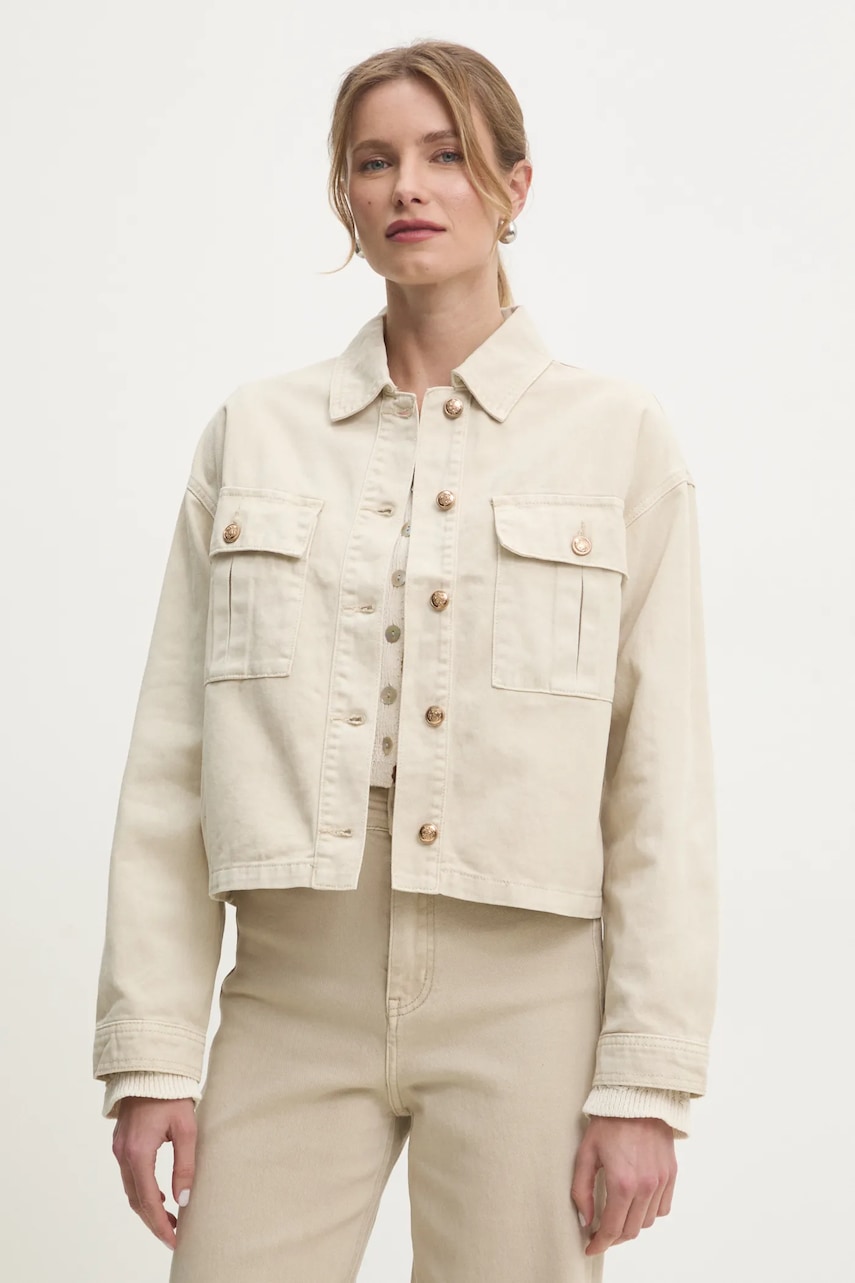 Τζιν μπουφάν Answear.LAB χρώμα: μπεζ