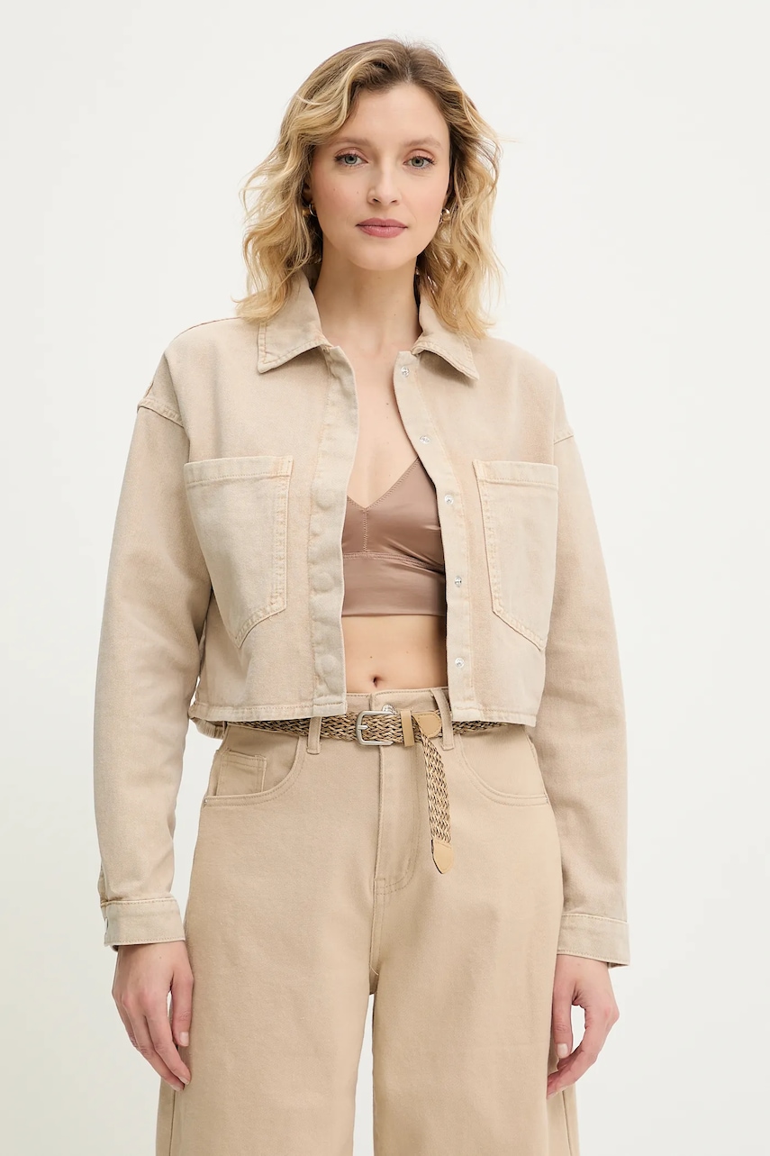 Τζιν μπουφάν Answear.LAB χρώμα: μπεζ