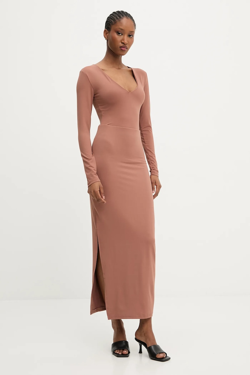 Σετ - μακρυμάνικο και φούστα Answear.LAB χρώμα: καφέ