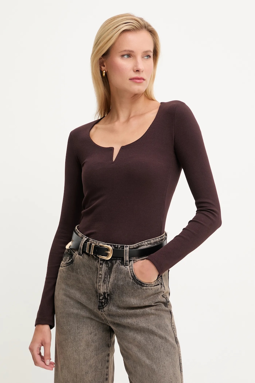 Μακρυμάνικο Answear.LAB χρώμα: καφέ