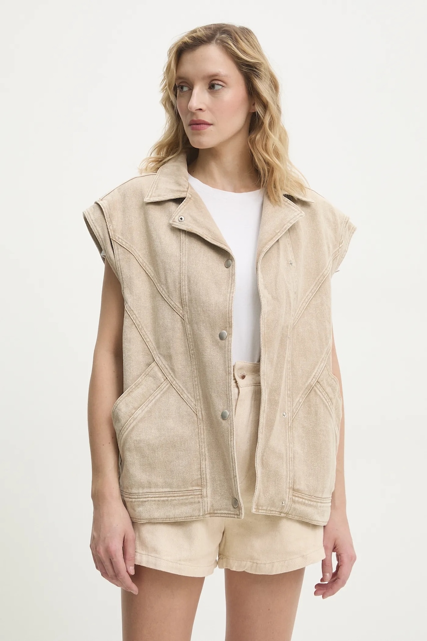 Γιλέκο τζιν Answear.LAB γυναικεία, χρώμα: μπεζ