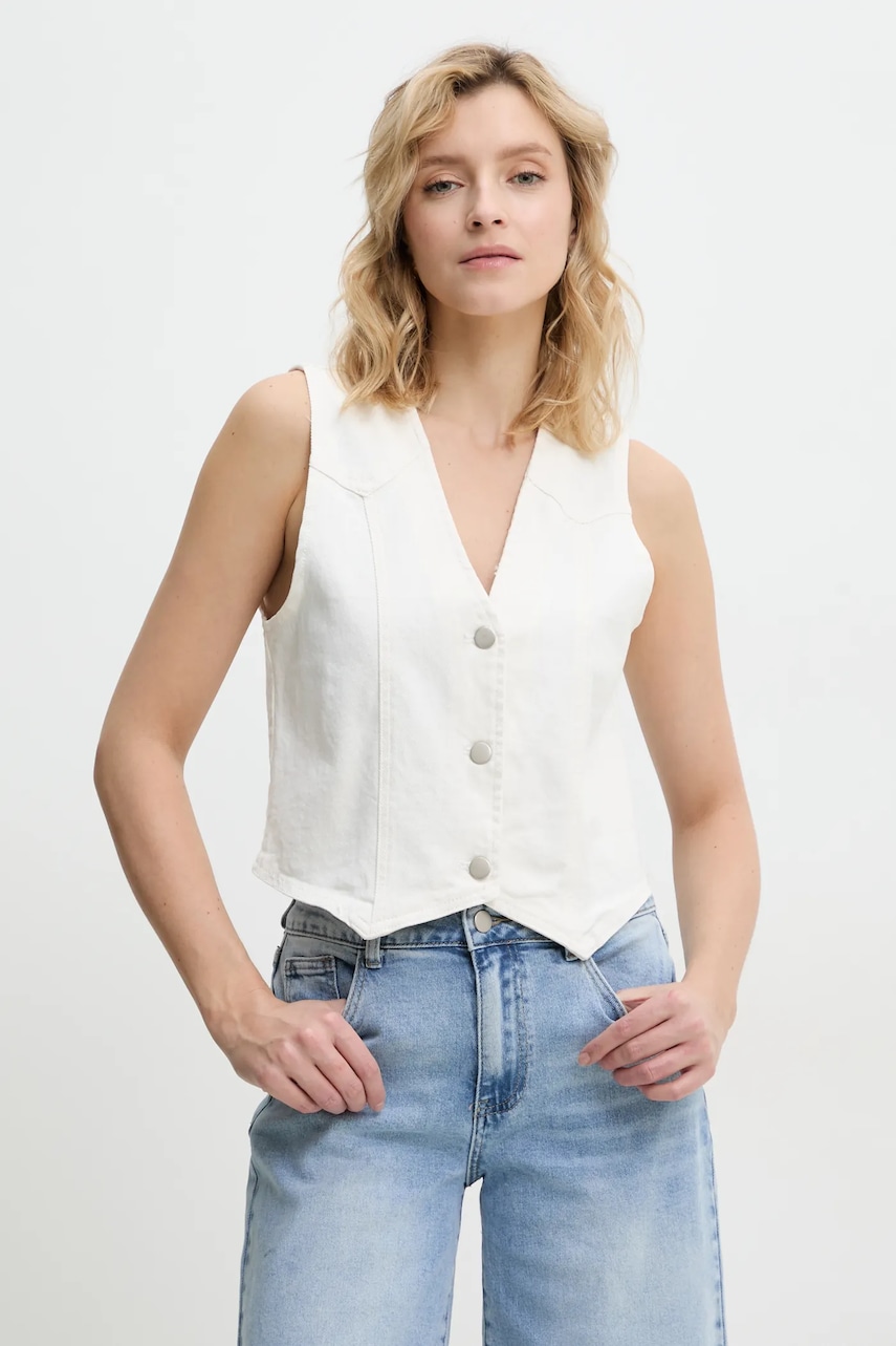 Γιλέκο τζιν Answear.LAB χρώμα: μπεζ