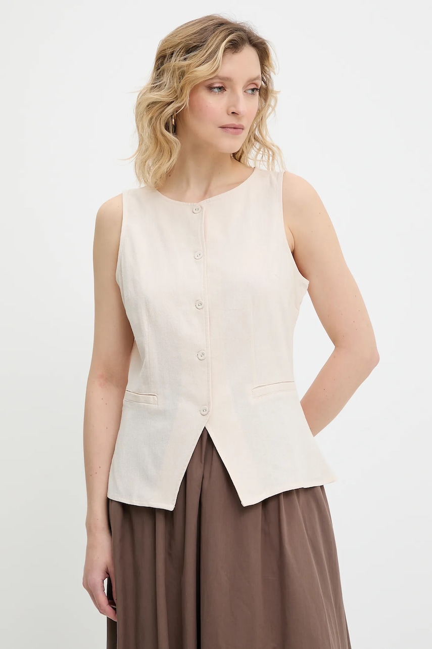 Βαμβακερό γιλέκο Answear.LAB χρώμα: μπεζ