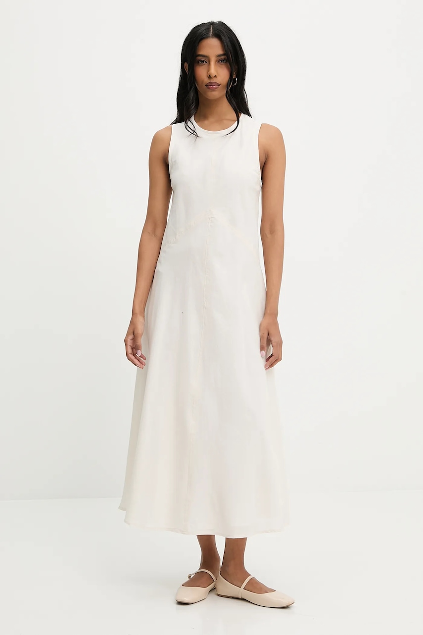 Φόρεμα με λινό Answear.LAB χρώμα: μπεζ