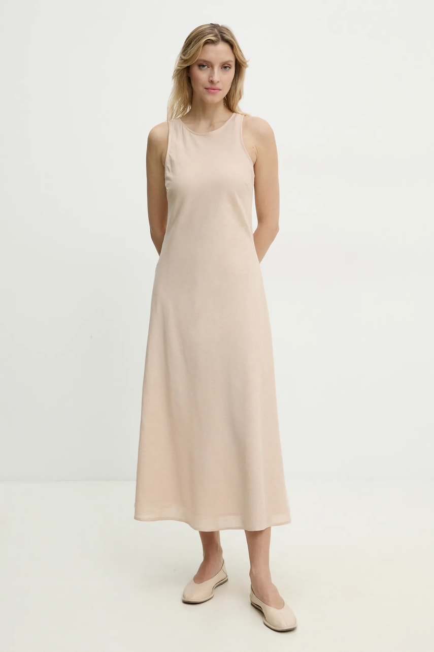 Φόρεμα με λινό Answear.LAB χρώμα: μπεζ