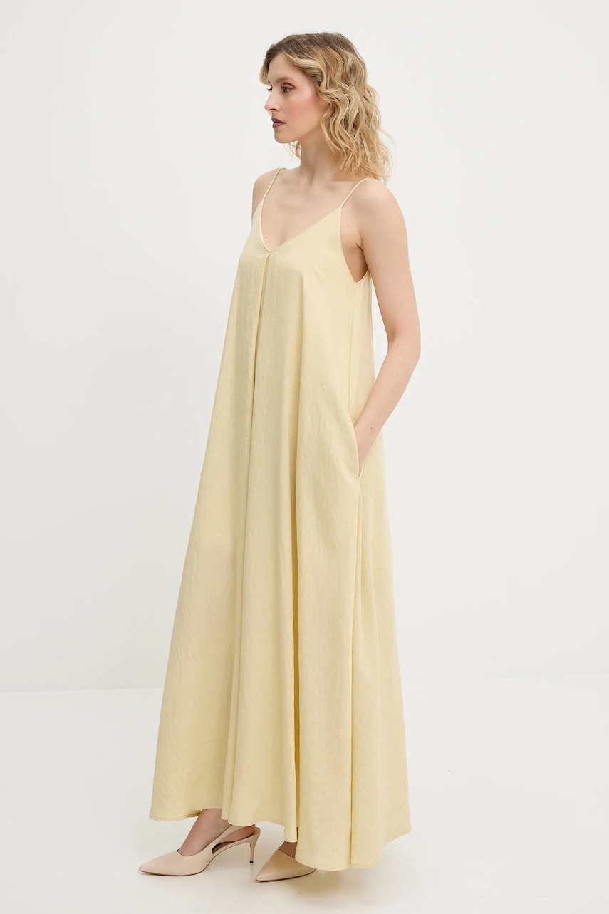 Φόρεμα με λινό Answear.LAB χρώμα: κίτρινο