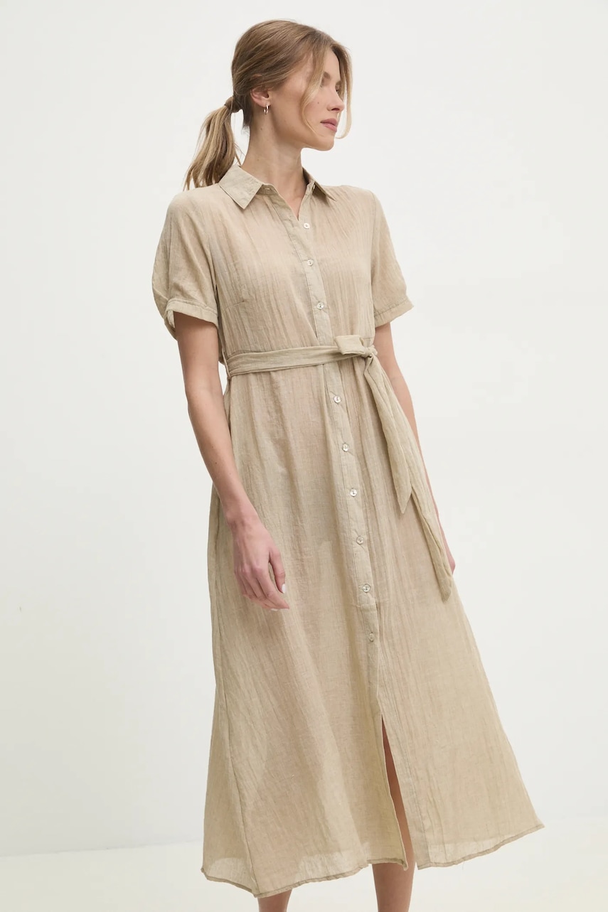 Λινό φόρεμα Answear.LAB χρώμα: μπεζ
