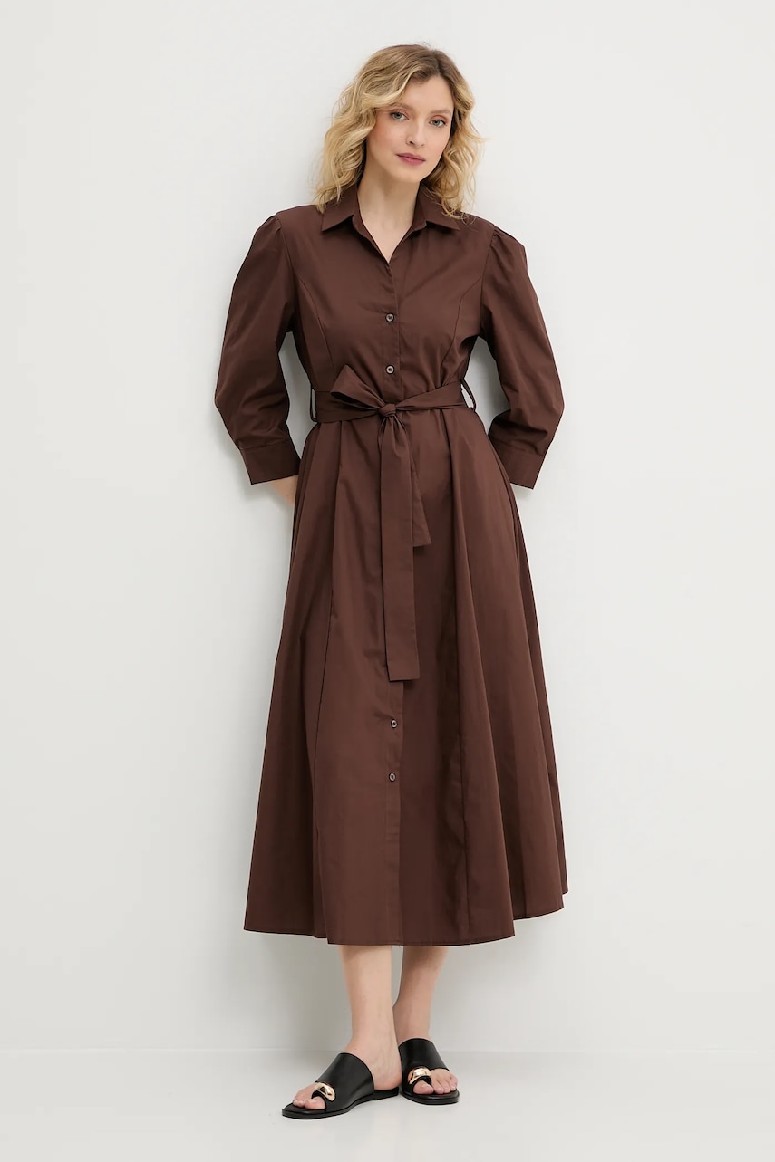 Βαμβακερό φόρεμα Answear.LAB χρώμα: καφέ