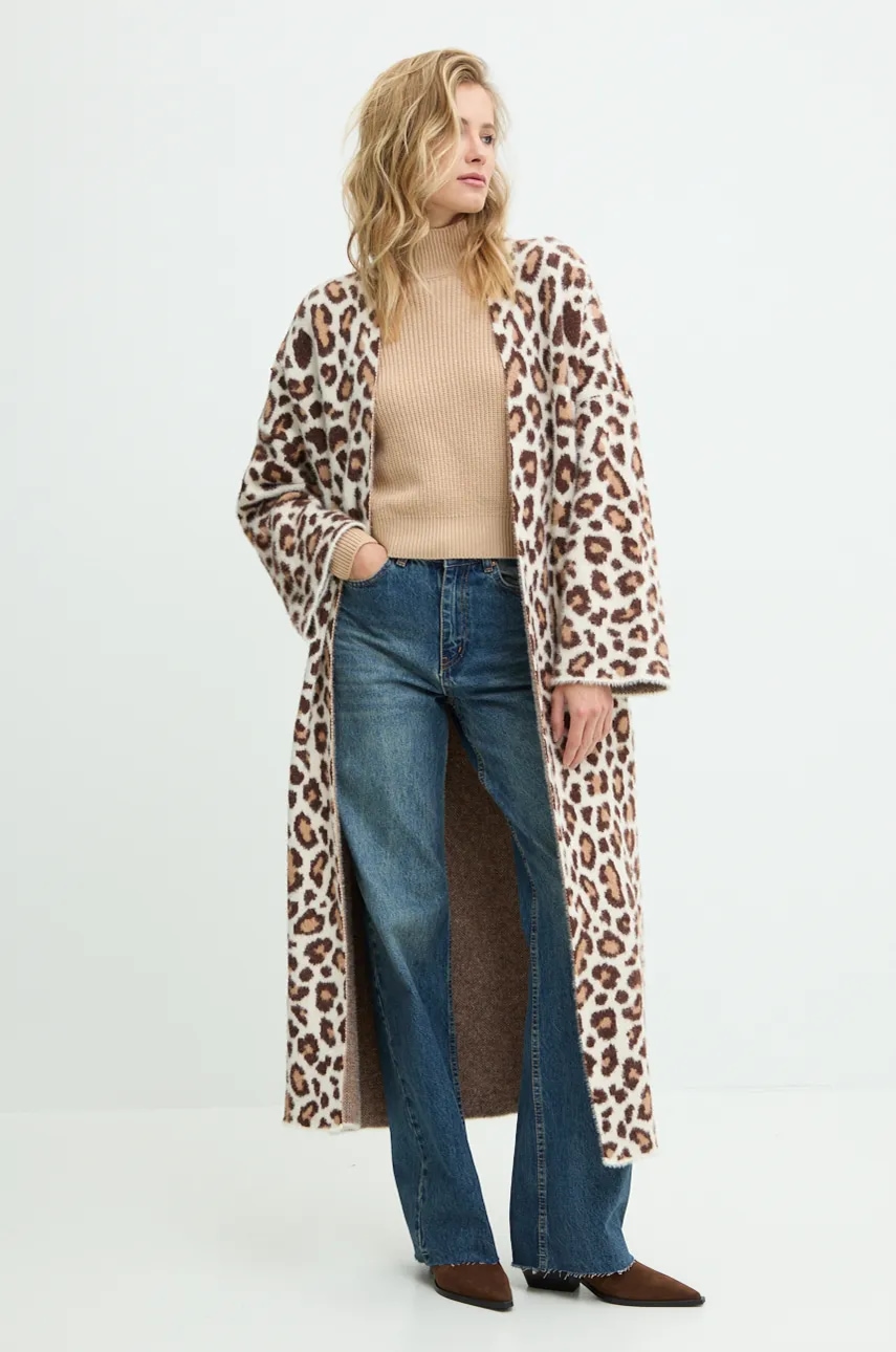 Πλεκτή ζακέτα Answear.LAB χρώμα: καφέ