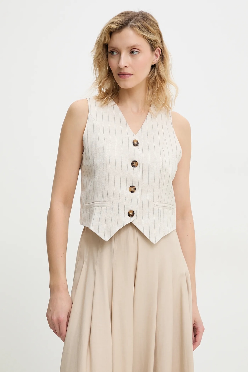 Γιλέκο από λινό ύφασμα Answear.LAB χρώμα: μπεζ