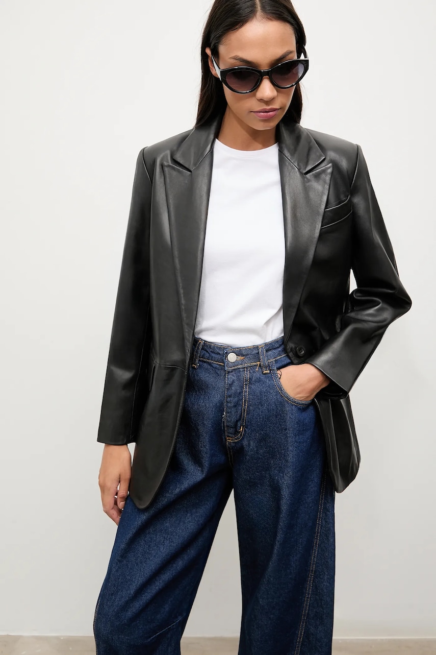 Δερμάτινο σακάκι Answear.LAB χρώμα: μαύρο