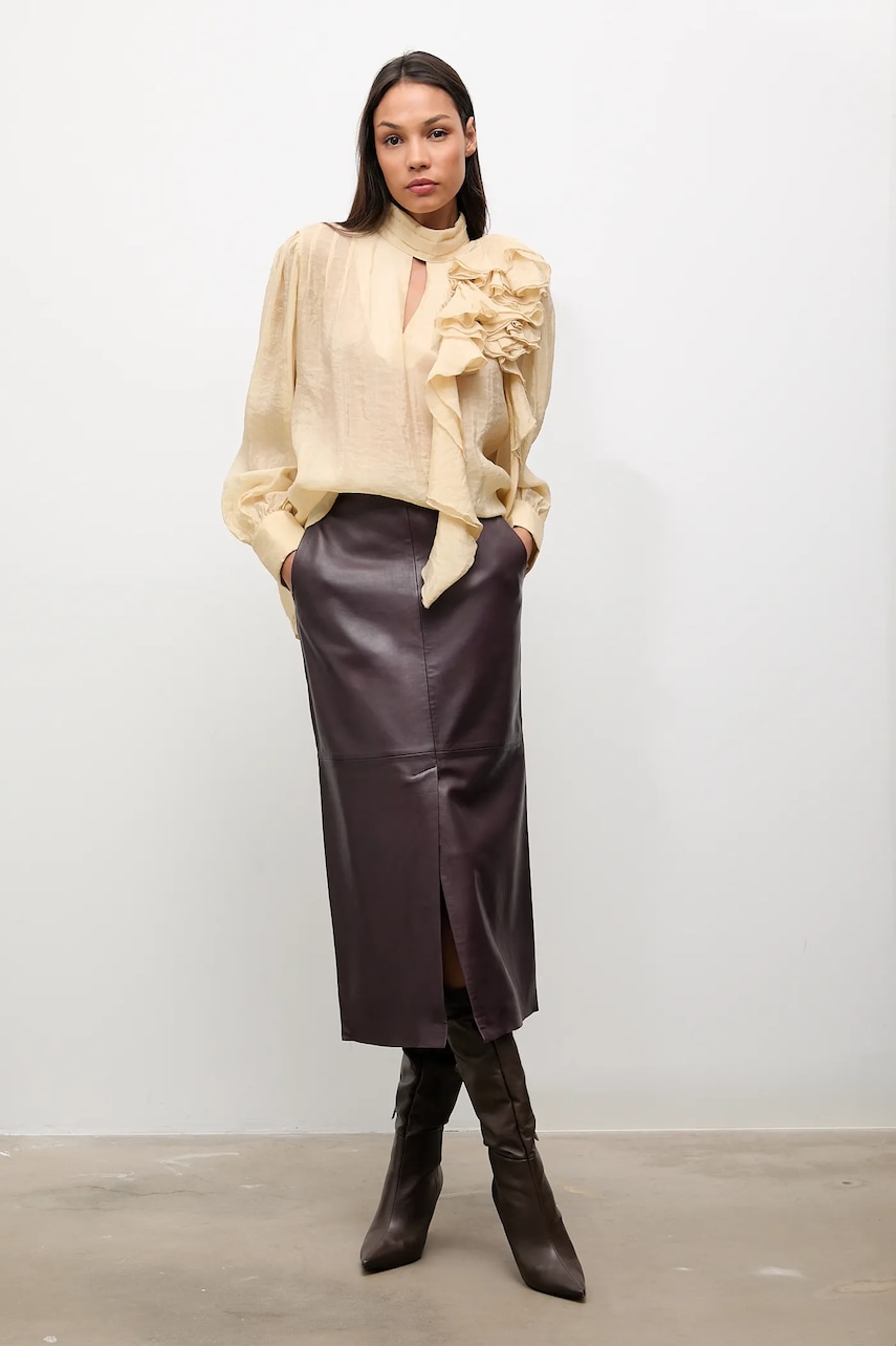 Δερμάτινη φούστα Answear.LAB χρώμα: μπορντό