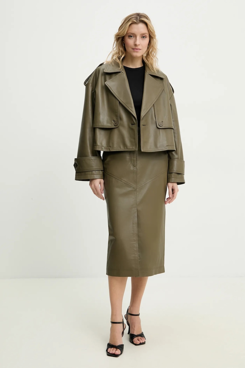 Δερμάτινη φούστα Answear.LAB χρώμα: πράσινο