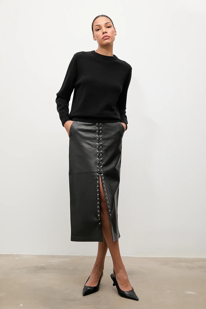 Δερμάτινη φούστα Answear.LAB χρώμα: μαύρο