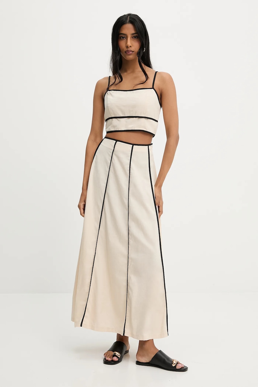 Σετ τοπ και φούστα Answear.LAB γυναικεία, χρώμα: μπεζ