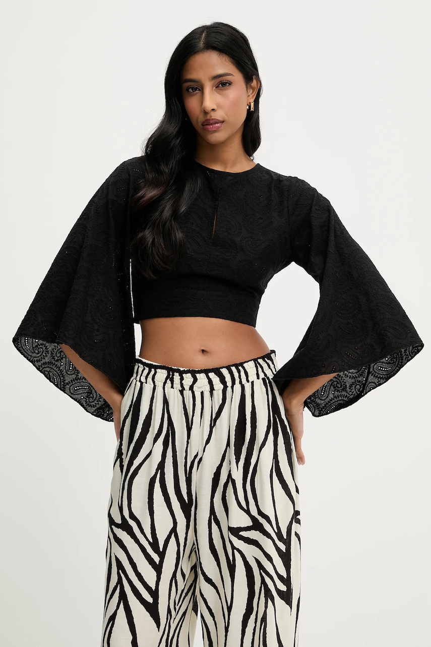 Βαμβακερή μπλούζα Answear.LAB γυναικεία, χρώμα: μαύρο