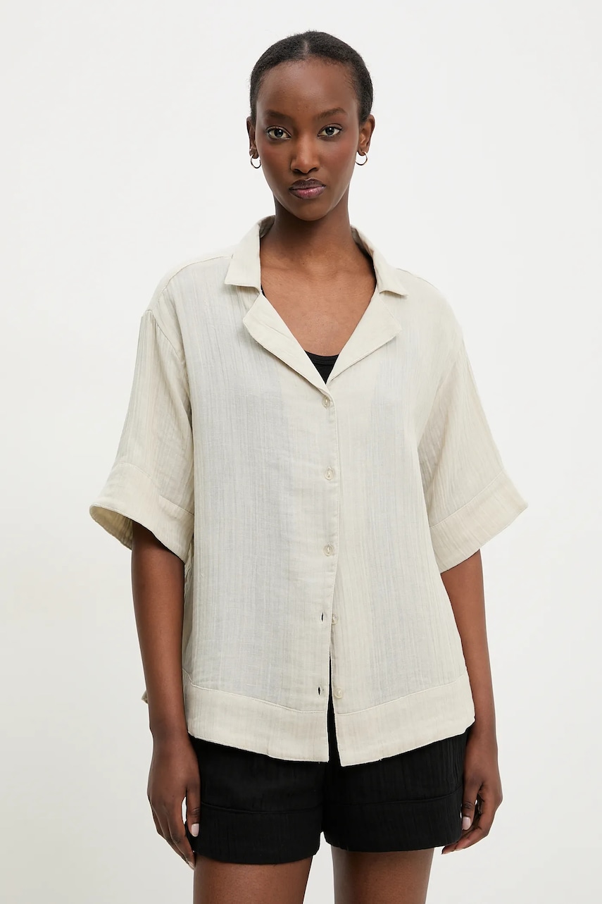 Βαμβακερό πουκάμισο Answear.LAB χρώμα: μπεζ