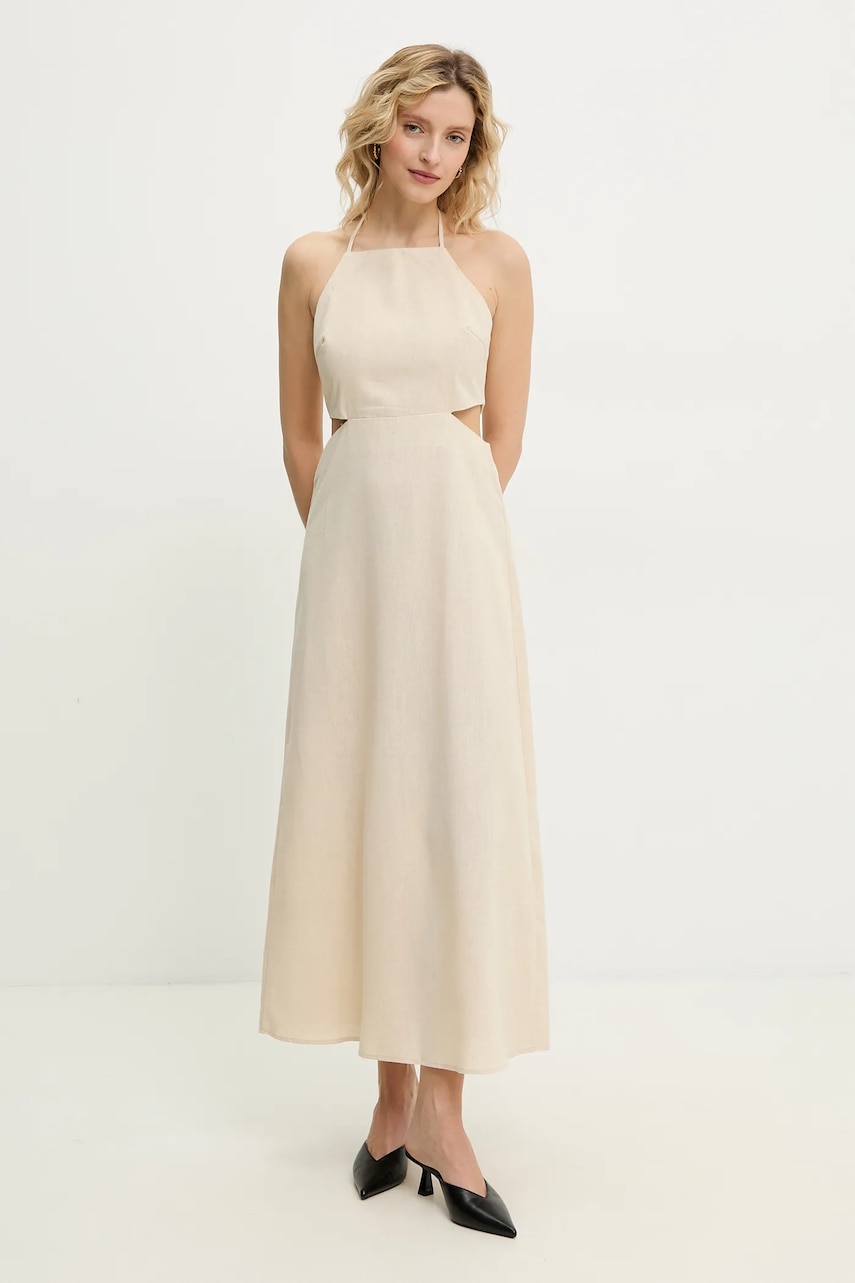 Φόρεμα από λινό μείγμα Answear.LAB χρώμα: μπεζ