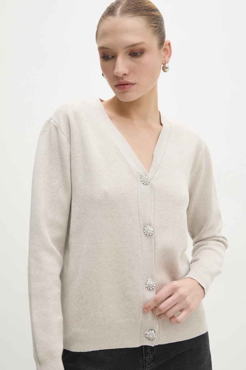 Πλεκτή ζακέτα Answear.LAB χρώμα: μπεζ