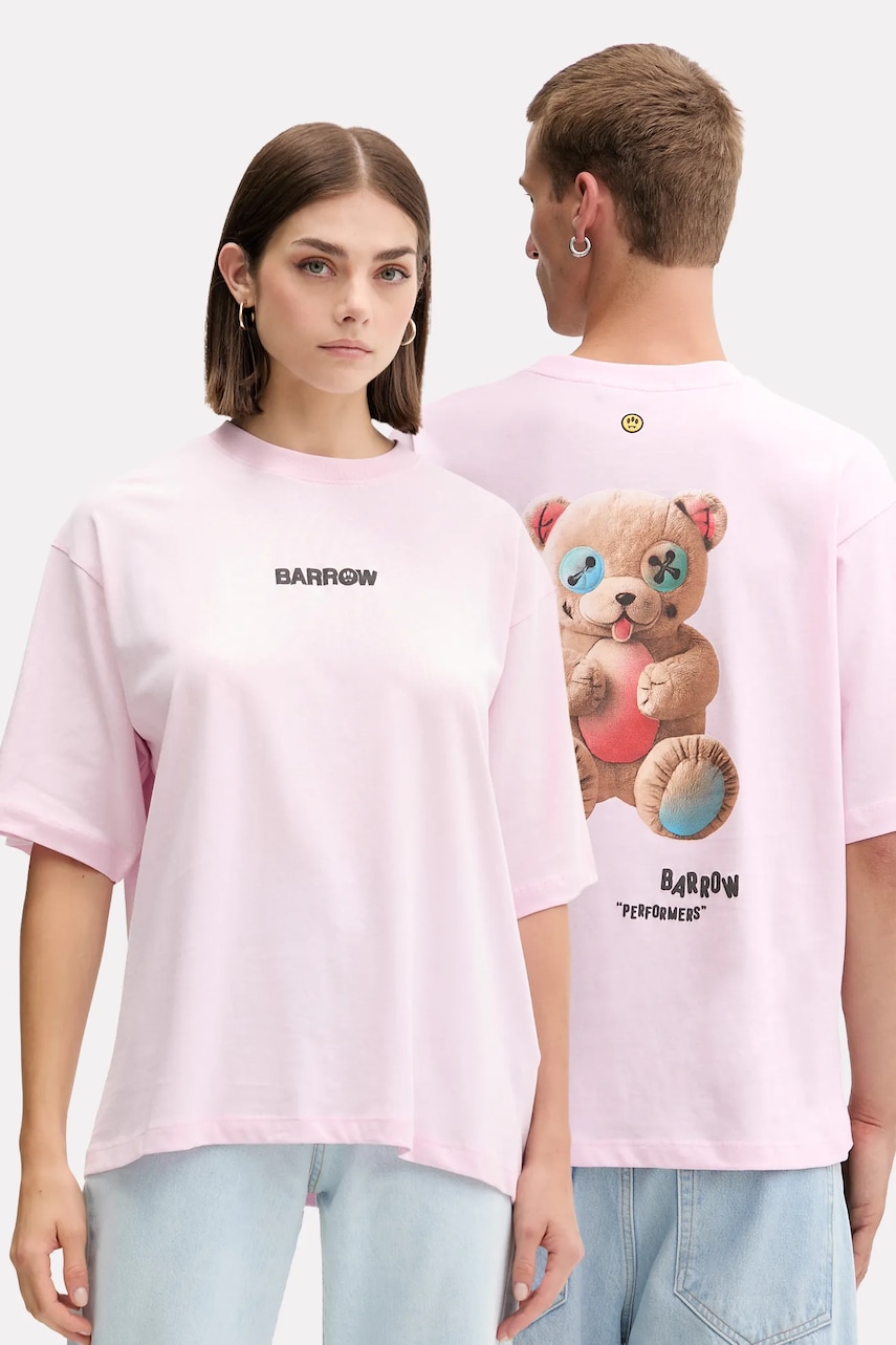 Βαμβακερό μπλουζάκι Barrow χρώμα: ροζ, F5BWUATH049