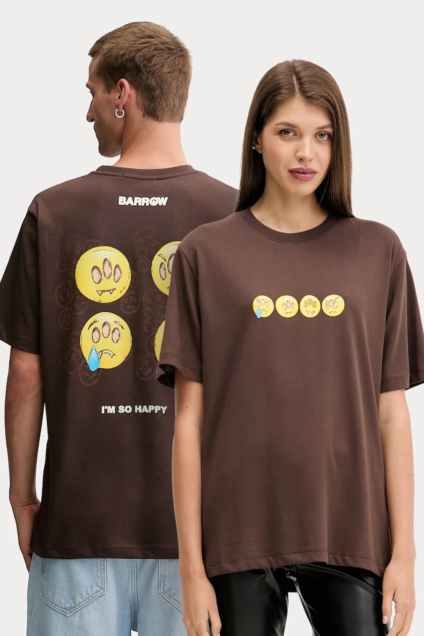 Βαμβακερό μπλουζάκι Barrow χρώμα: καφέ, F5BWUATH085