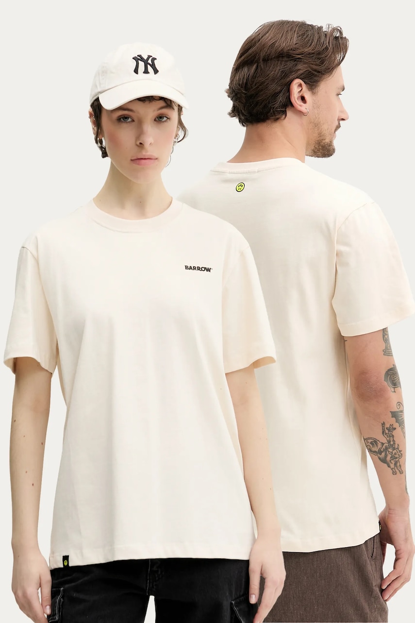 Βαμβακερό μπλουζάκι Barrow χρώμα: μπεζ, S5BWUATH084