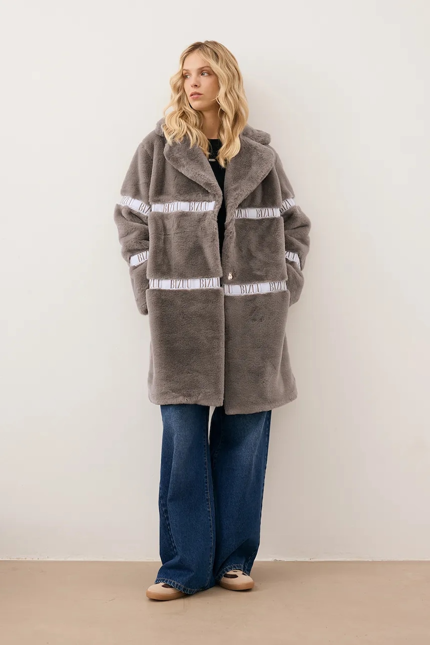 Παλτό Bizuu FLORENCE χρώμα: καφέ, FLORENCE TAUPE