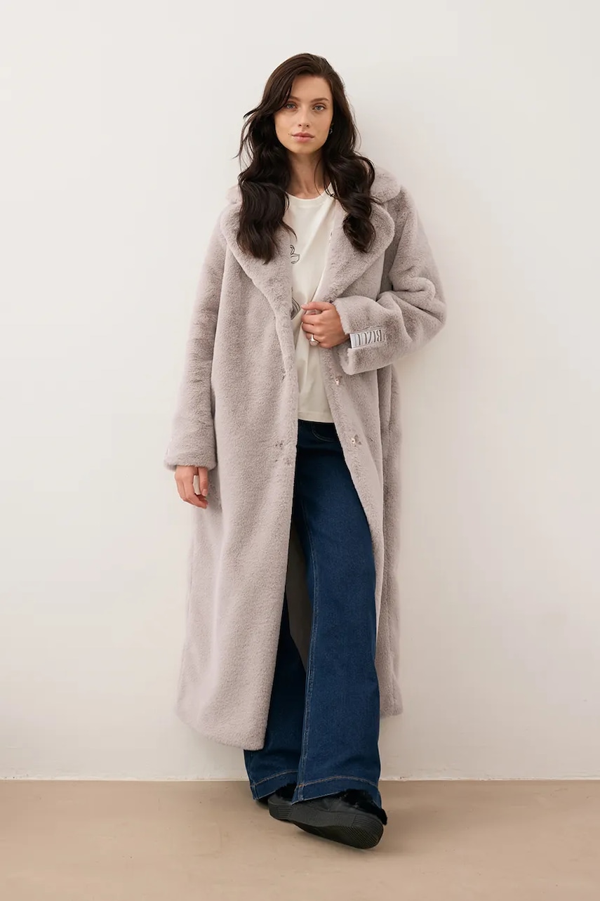 Παλτό Bizuu LIVORNO χρώμα: μπεζ, LIVORNO BEŻOWY