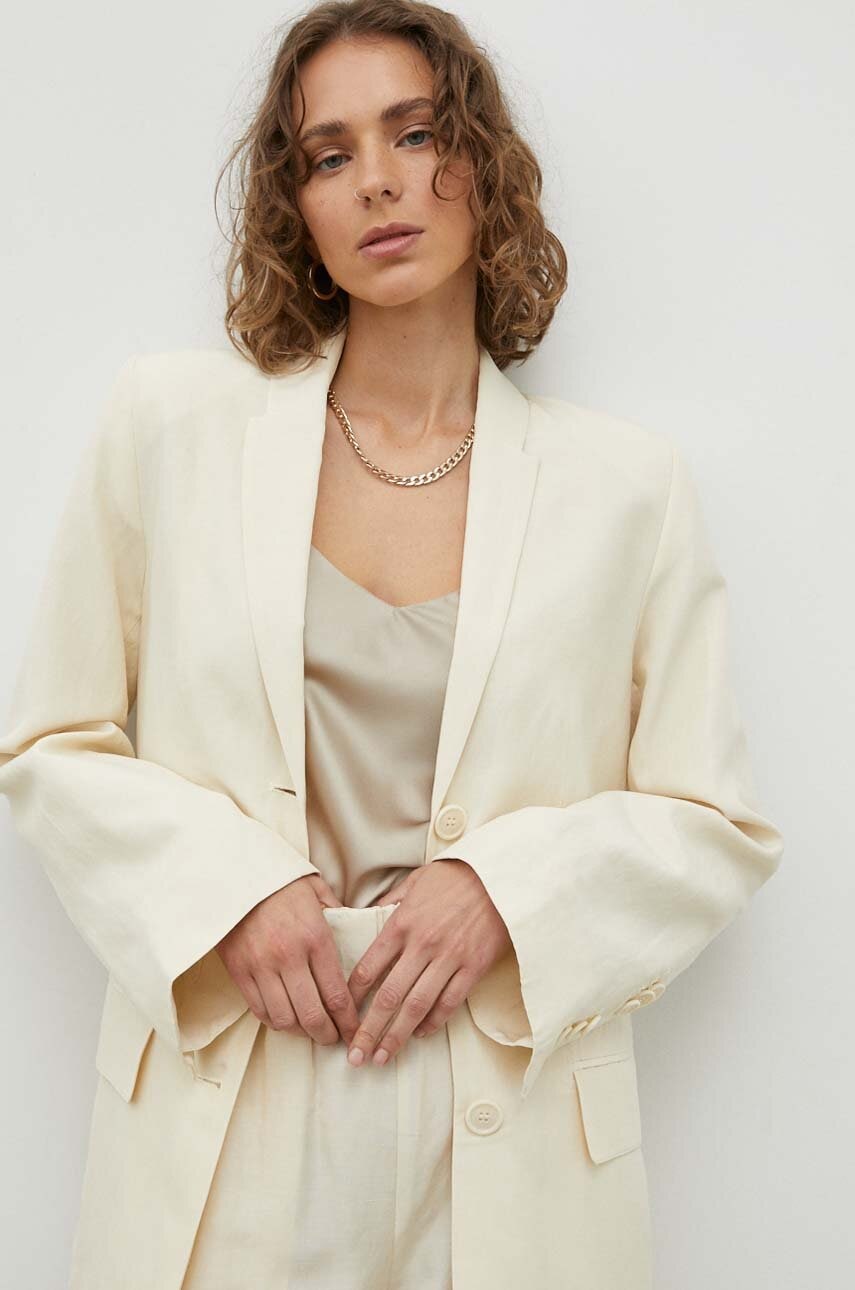 Blazer με μείγμα λινών By Malene Birger Porter χρώμα: μπεζ