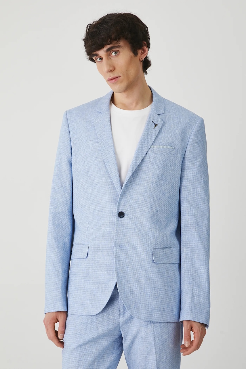Blazer με μείγμα λινών Medicine ανδρικό, χρώμα: μπλε