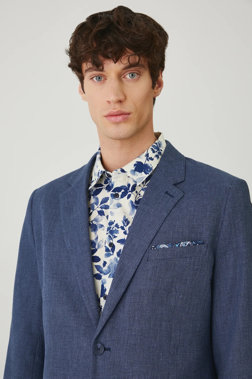 Blazer με μείγμα λινών Medicine χρώμα: ναυτικό μπλε