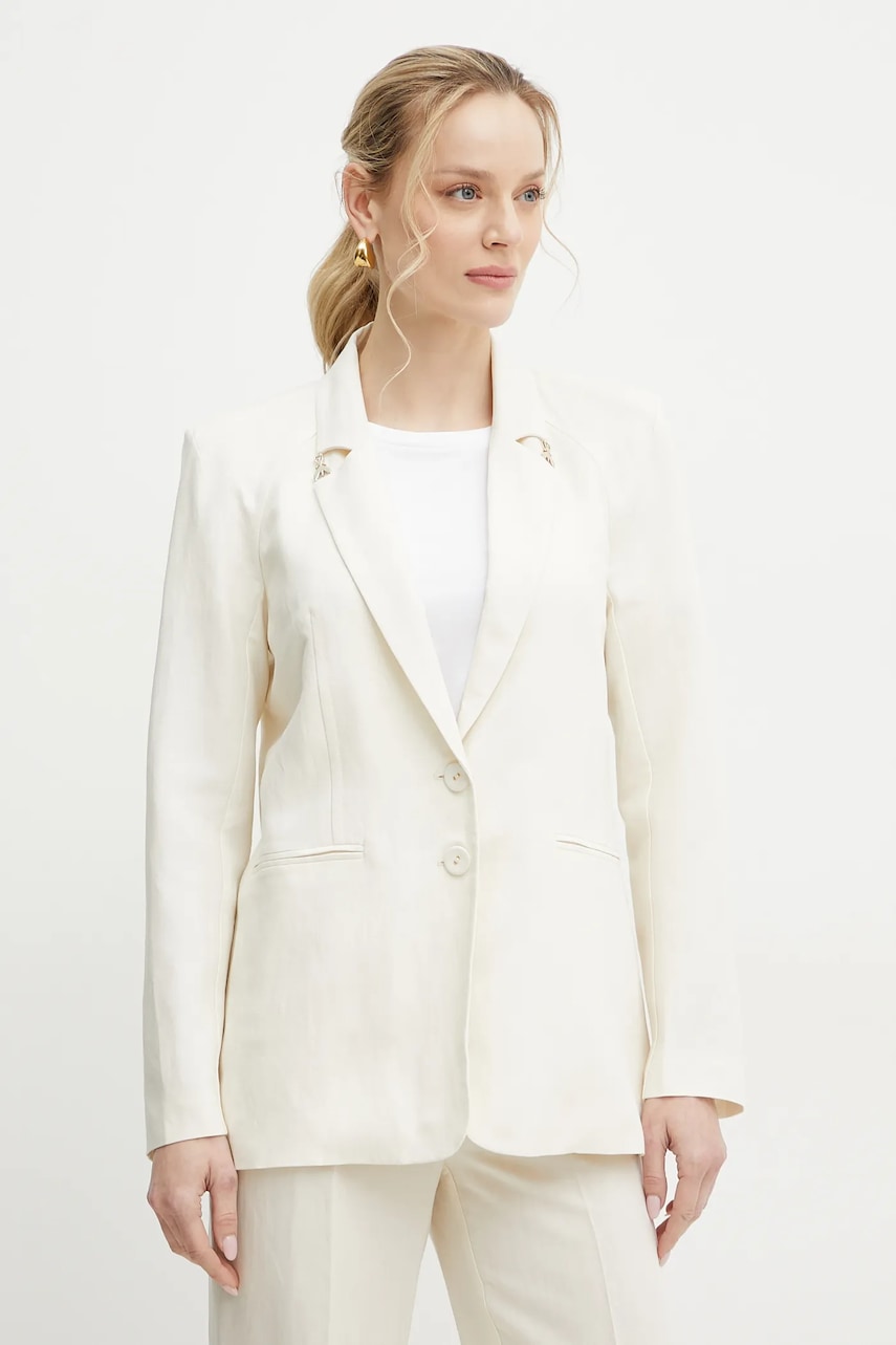 Blazer με μείγμα λινών Patrizia Pepe χρώμα: μπεζ, 2S1524 A052