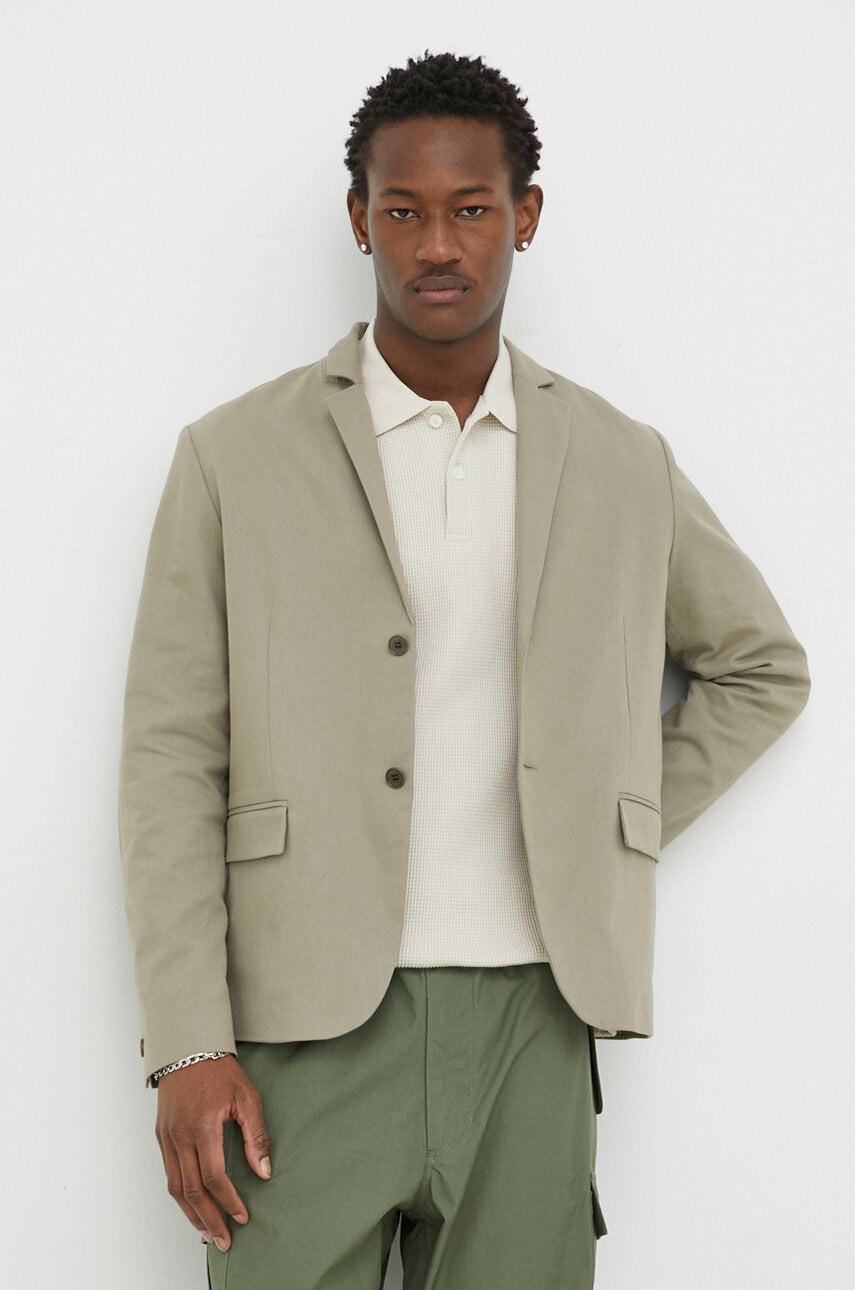 Βαμβακερό blazer Samsoe Samsoe Nork χρώμα: μπεζ