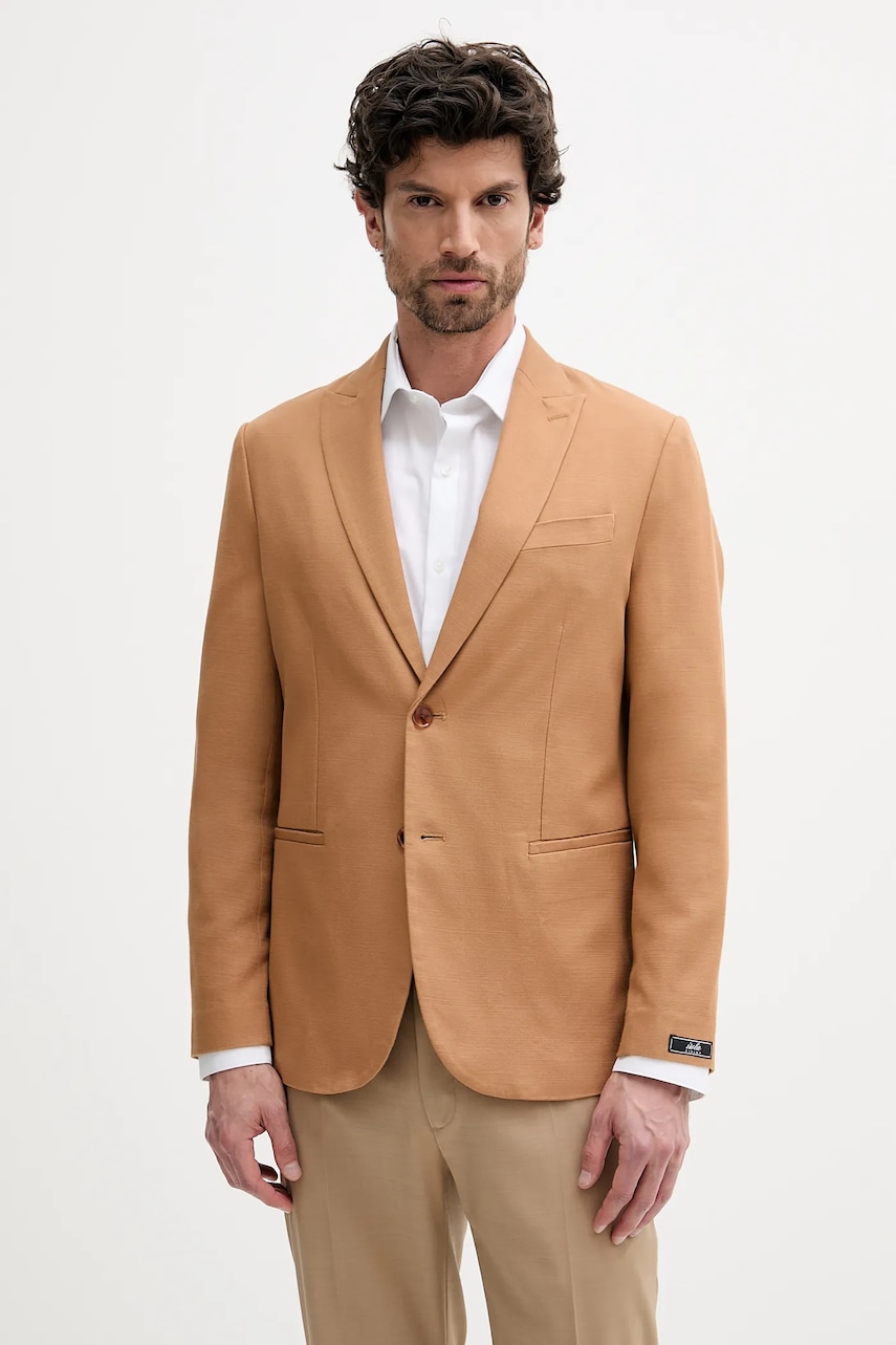 Βαμβακερό blazer Sisley χρώμα: καφέ, 2GJ0SW029