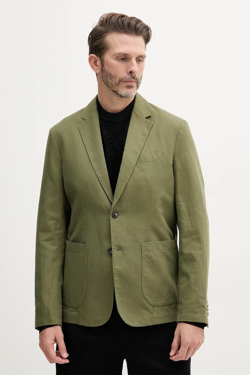 Blazer με μείγμα λινών United Colors of Benetton χρώμα: μπεζ