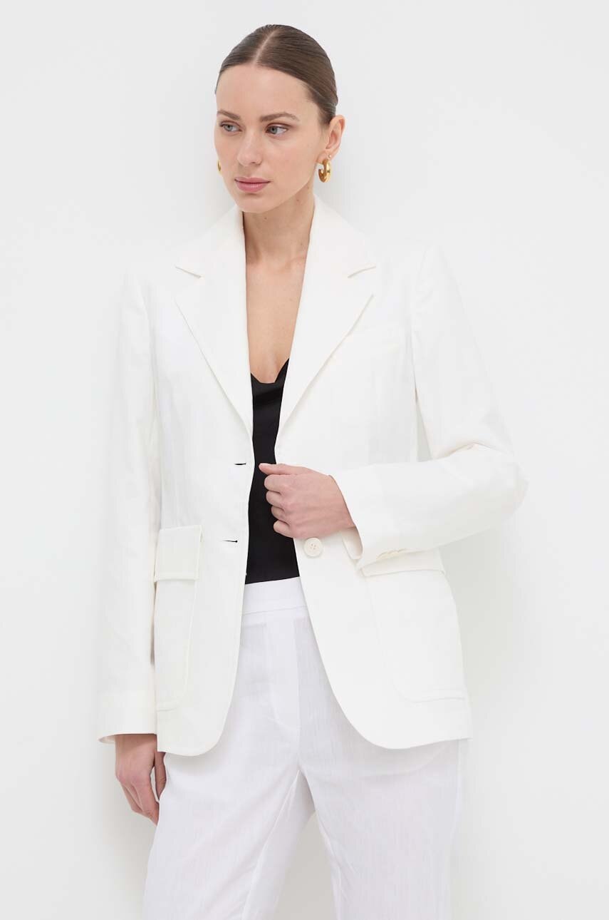 Blazer με μείγμα λινών Weekend Max Mara χρώμα: μπεζ