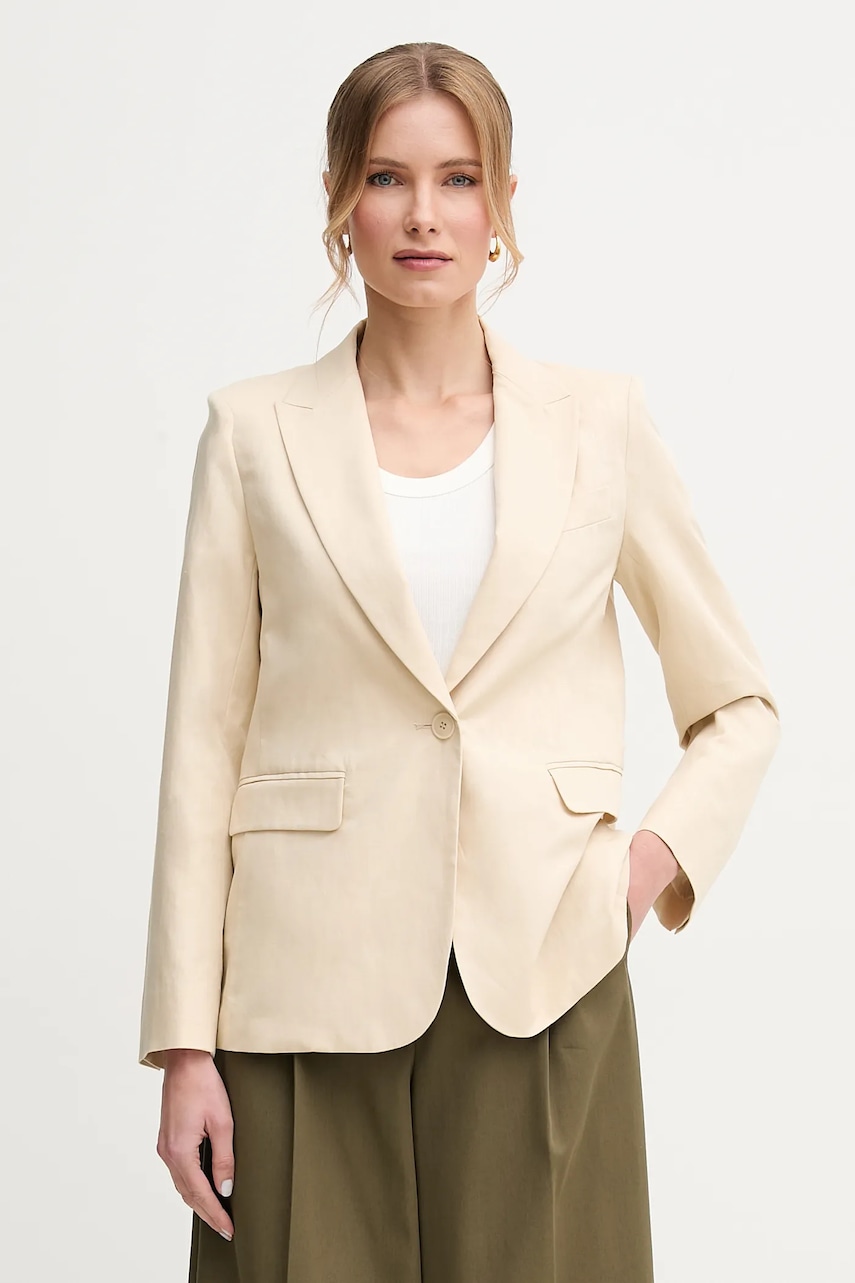 Blazer με μείγμα λινών Weekend Max Mara χρώμα: μπεζ, 2515041062600